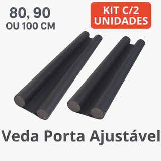 Kit 2 Unidades Veda Porta Ajustável 80 90 ou 100cm Protetor Rolinho Duplo Impermeável