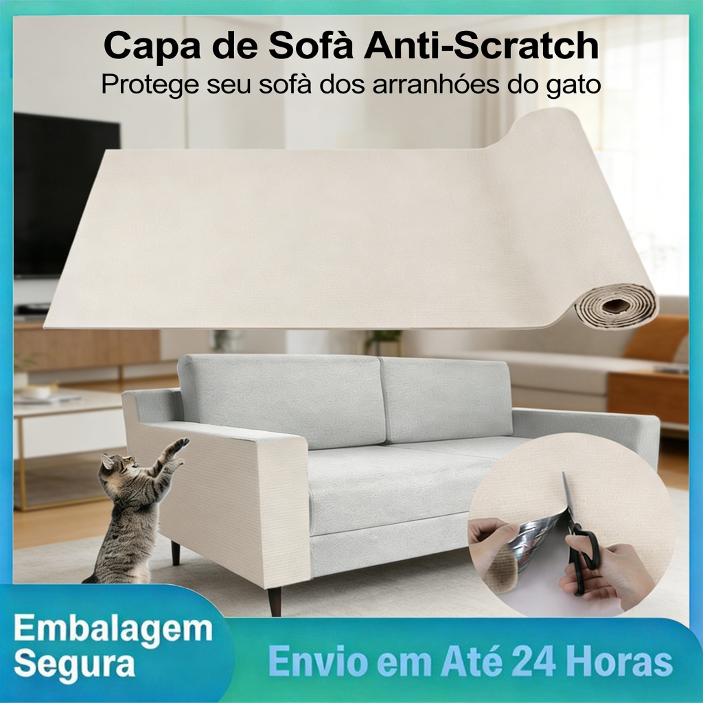 Protetor de Móveis Adesivo Bege para Gatos Arranhador Premium Anti Arranhões