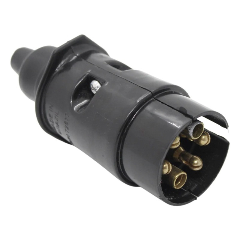 Tomada Elétrica Carretinha Caminhão Reboque Conector Macho 6 Polos Bivolt