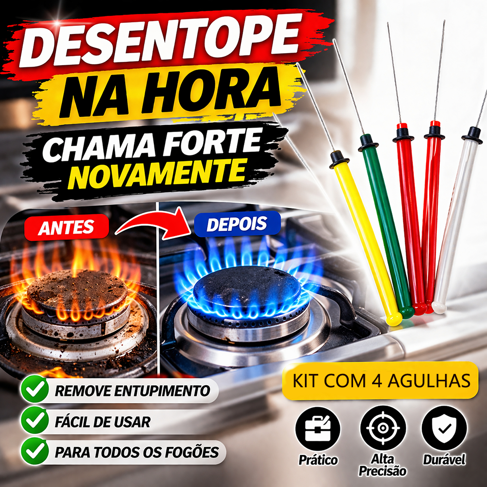 Kit Com 4 Agulha Desentupir Boca De Fogao