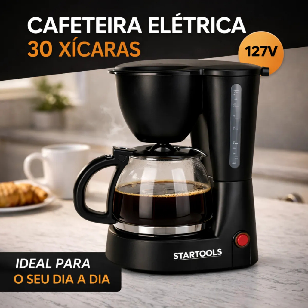 Imagem Cafeteira Elétrica Automática Café Rápido Filtro Permanente Jarra Grande 110V Prática Econômica