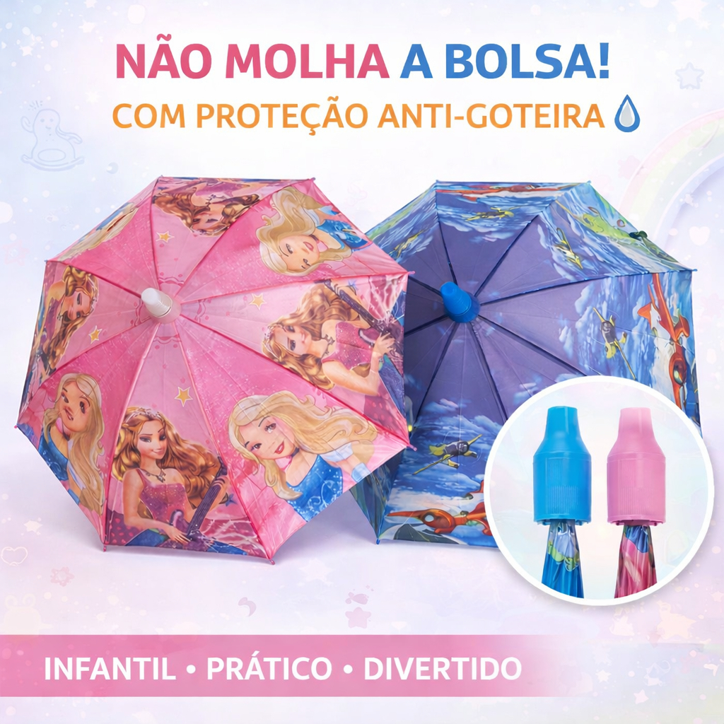 Guarda Chuva Infantil com Proteção Copo Anti Goteira Copinho Não Molha Bolsa Menino Menina Resistente Criança Automático em Oferta na Shopee