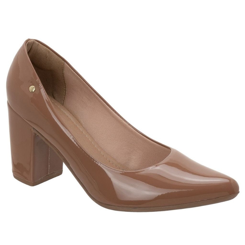 Scarpin Feminino Salto Grosso Medio Sapato Social Bico Fino