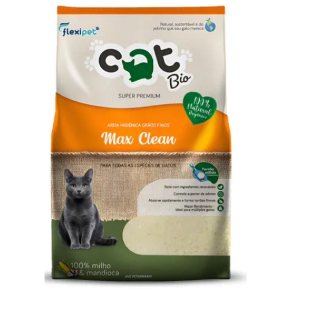 1 Areia Catbio Biodegradável 4 Kg - Max Clean - Grãos Finos ( postagem em 24 horas )