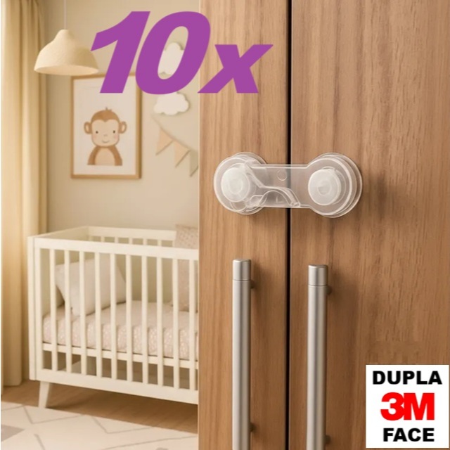 Kit 10 Travas Para Gaveta Porta Armário Segurança Bebê - Opção de cores