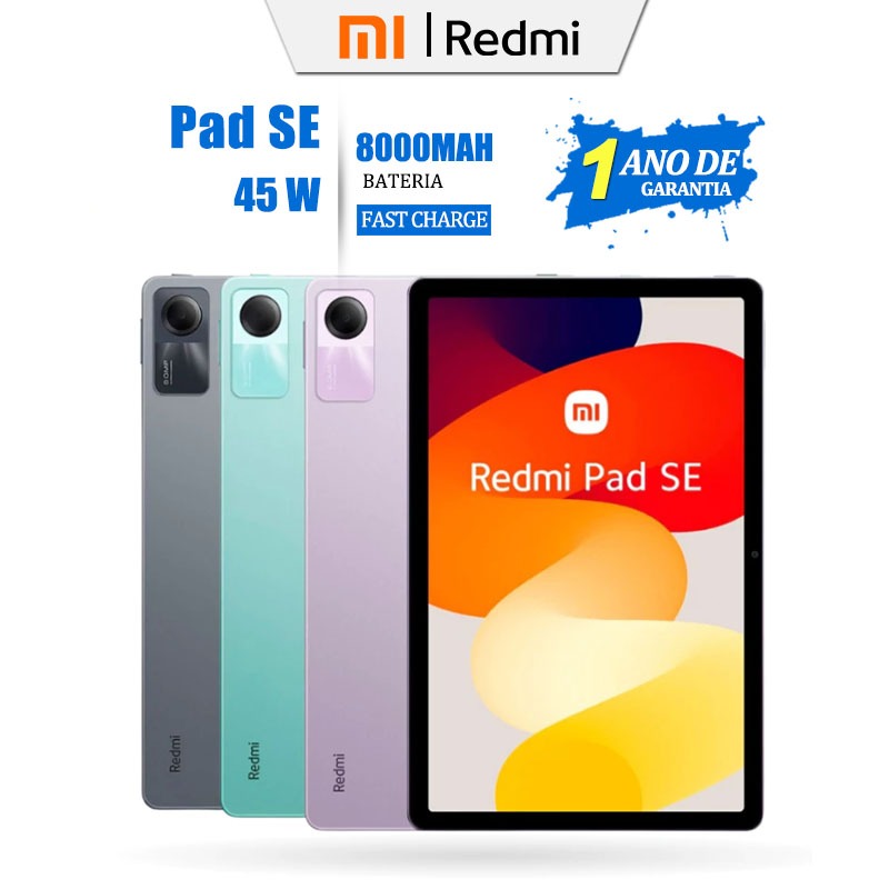 Tablet Xiaomi Redmi Pad SE Tela FHD+ 11 Polegadas 6GB RAM 128GB Android 13 8000MAh Original Lacrado