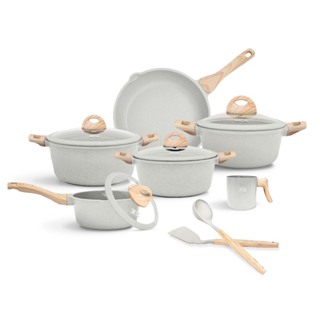 Conjunto Jogo de Panelas 14 Pçs Antiaderente Tampa de Vidro Revestimento de cerâmica em Oferta na Shopee