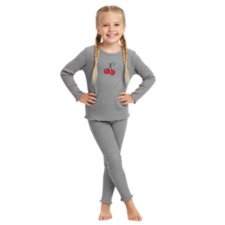 Conjunto Infantil Menina Canelado com Frufru Estampado – Blusa + Calça Confortável | Tamanhos 2 ao 8 em Oferta na Shopee