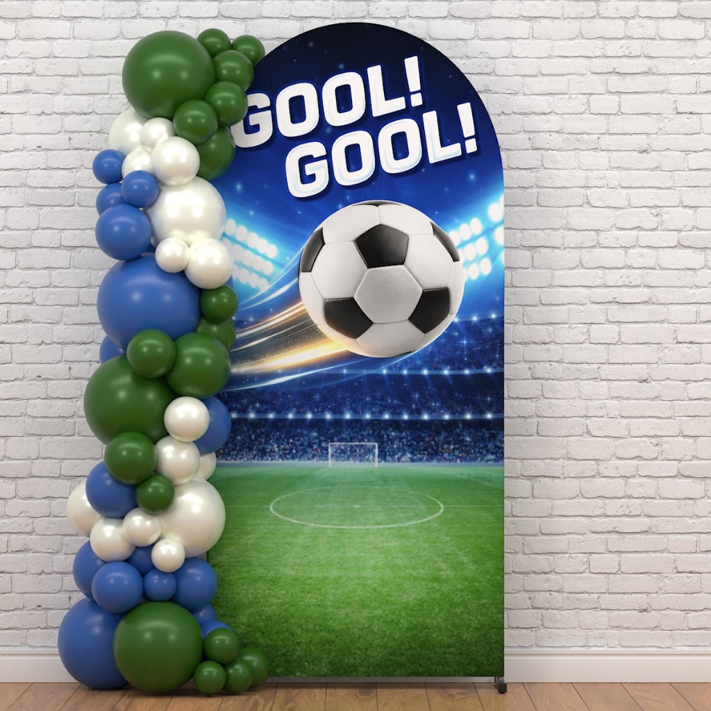 Capa de Painel Romano Futebol Decoração Copa 2x1m Sublimado Em Tecido C/Elástico