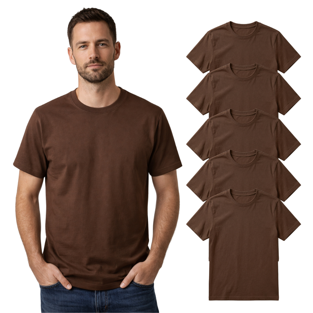 Kit 5 Camiseta Básica Premium Masculina 100% Algodão Unissex Casual Gola Canelada Extra Conforto