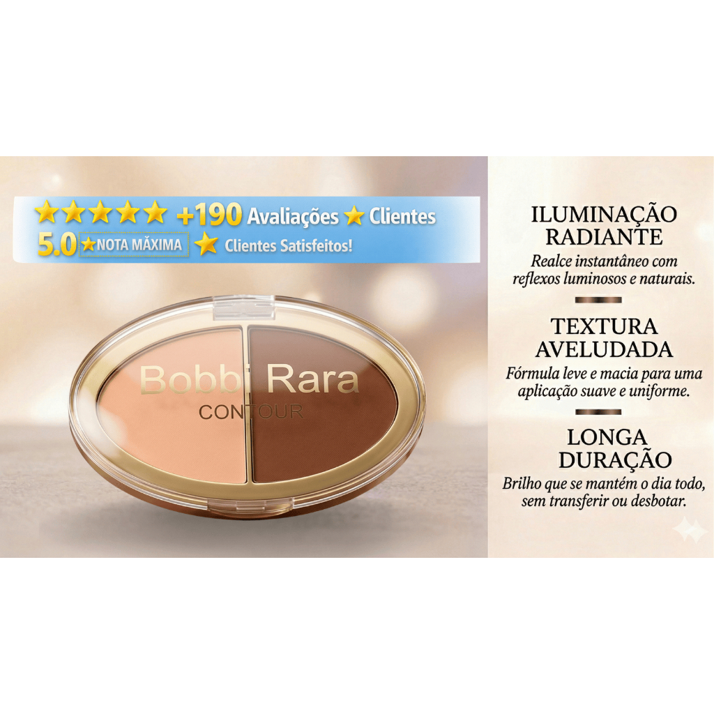 Contorno Facial Duo Maquiagem Bobbi Rara Paleta Contorno e Iluminador Alta Fixação Profissional