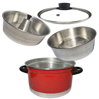 Panela Multi Uso 3 em 1 vermelha com tampa de vidro  Forma De Pudim Legumes em Oferta na Shopee