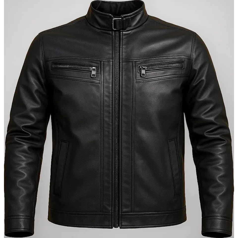 Jaqueta De Couro Masculina Forrada Slim Black