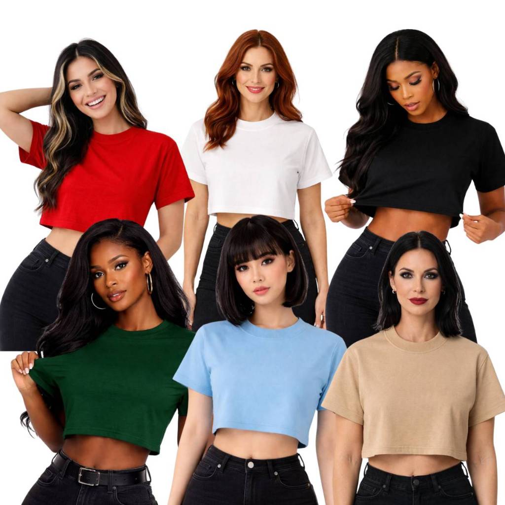 Camiseta Feminina Tshirt Cropped Oversized 100% Algodão Blusa Soltinha Confortável Estilo Urbano