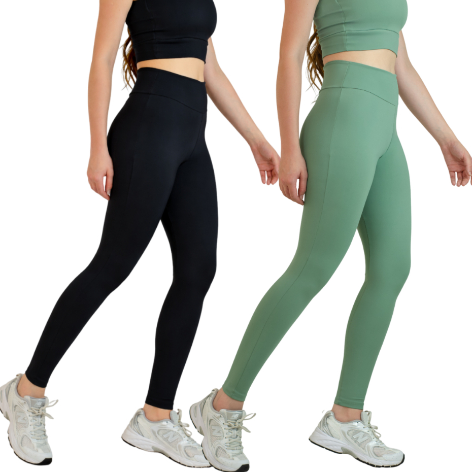 Kit 2 Calça Legging Cintura Alta Suplex Poliamida Tech Zero Transparência Academia Feminina Fitness