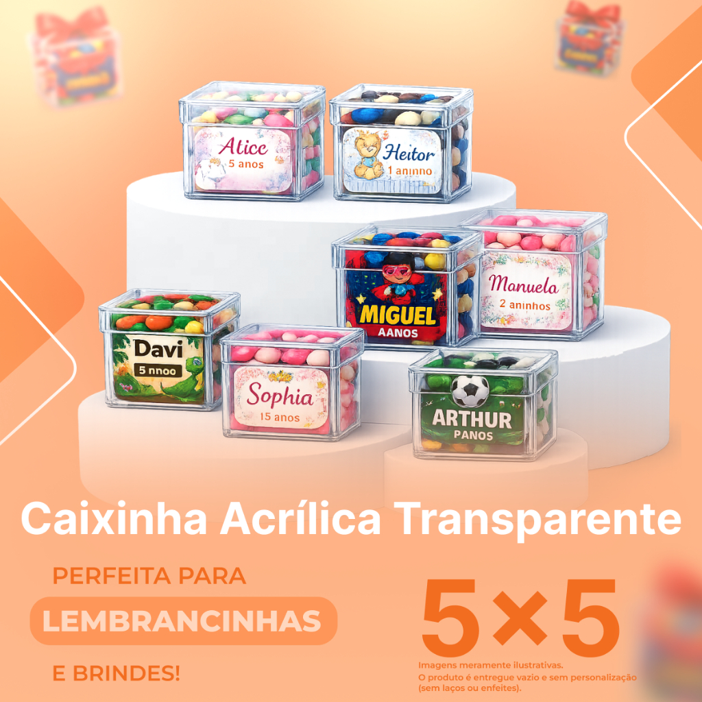 Kit 10/20/30/40/50 Caixinhas Acrílica 5x5 Transparente - Para lembrancinhas de Festa em Oferta na Shopee