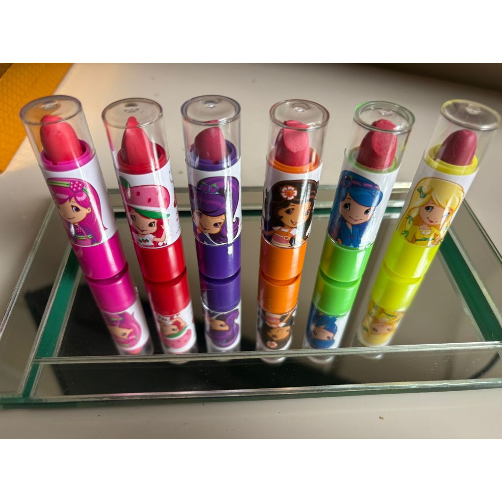 Kit 10 Batons Moranguinho Infantil Colorido Maquiagem Revenda