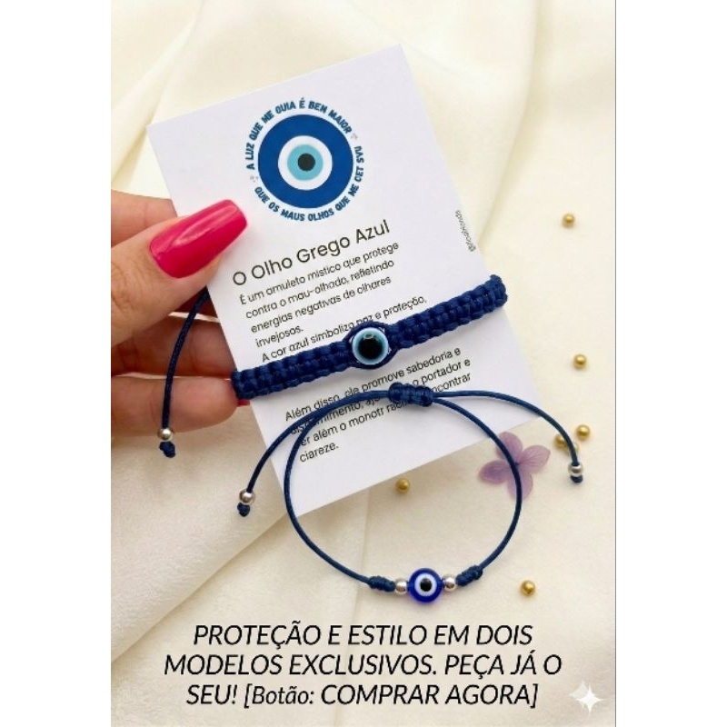Pulseira olho grego ajustável, Pulseira de proteção — imagem 2 de 2