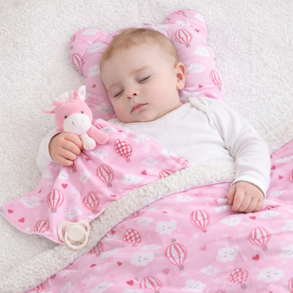 Kit Conforto Bebê Manta Sherpa Quentinha com Travesseiro e Naninha em Oferta na Shopee