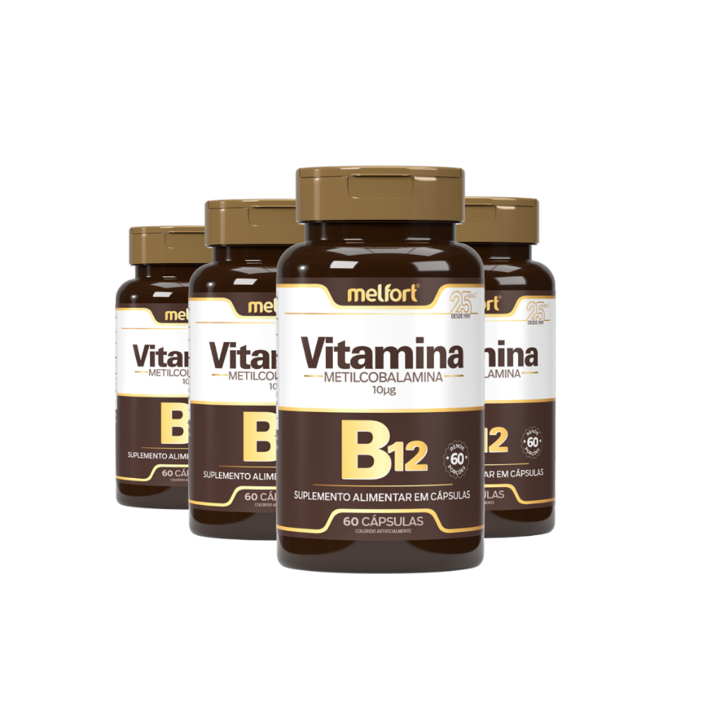 Kit 4x Vitamina B12 Metilcobalamina (60 cápsulas) - Melfort