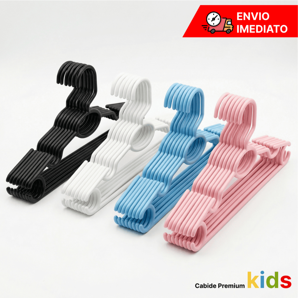 Kit até 100 Cabides Infantil Bebê Baby Reforçado Plástico Cruzeta Roupa Resistente Premium