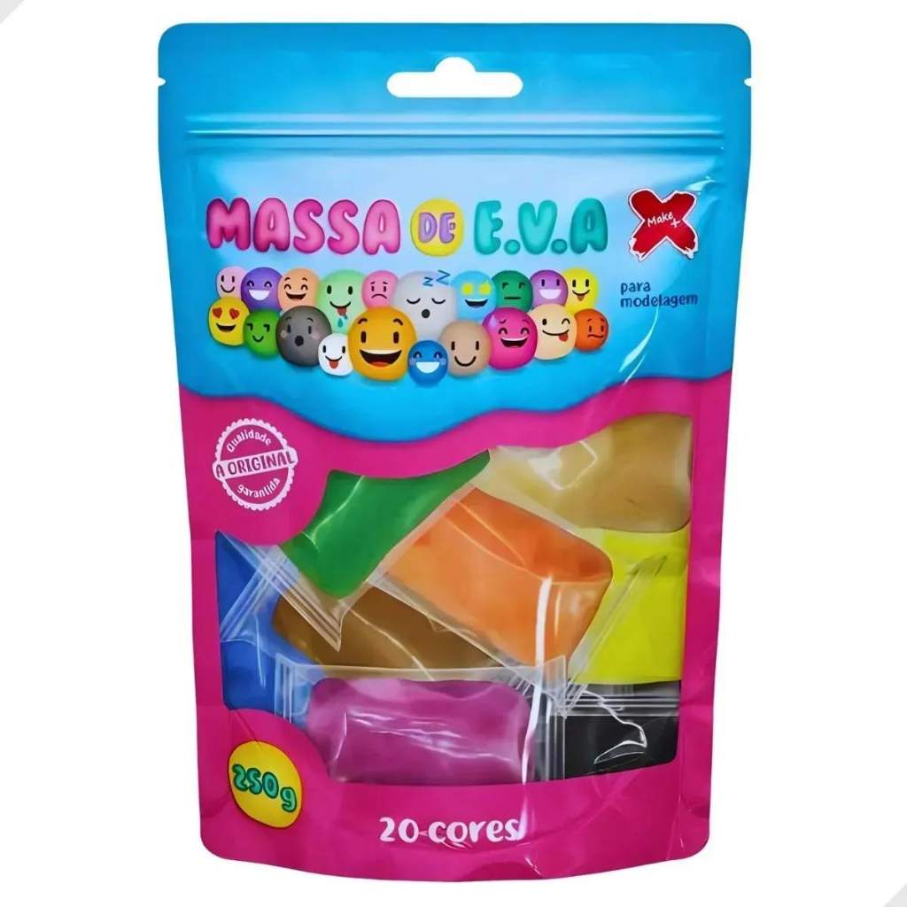 Massinha Slime Biscuit Eva 20 Cores Artesanato Modelagem Infantil Maleável Diversão 250gr Make+ em Oferta na Shopee