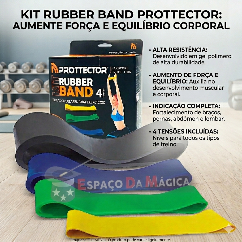 Kit Rubber Band 4 Tensões Sortidas Calistenia Treino Elastico Academia Sport Prottector Original Profissional