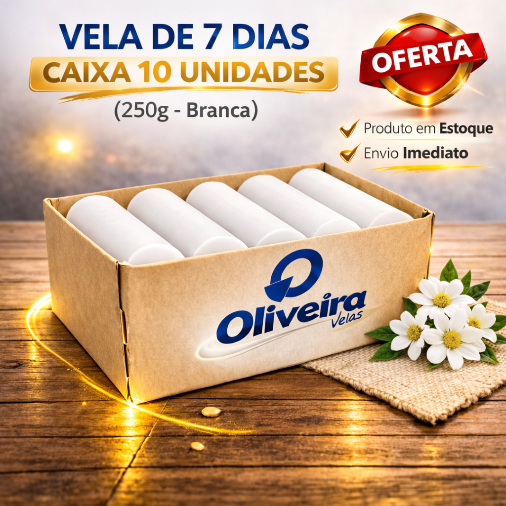 Vela Votiva 7 dias Branca 250gr Parafina Puro Atacado - 10 Unidades em Oferta na Shopee