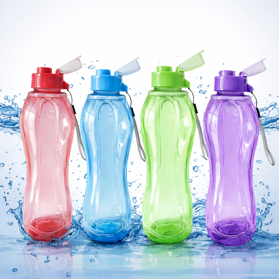 Garrafa Squeeze de Água Plástica Com Alça Academia Fitness Treino Esporte Corrida Natação 800ml