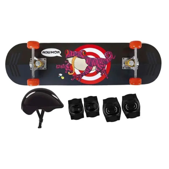 Kit Skate Infantil Sapo Joelheira Cotoveleira Capacete Mor Cor Preto Cor das rodas Vermelho e Preto Cor dos rolamentos P