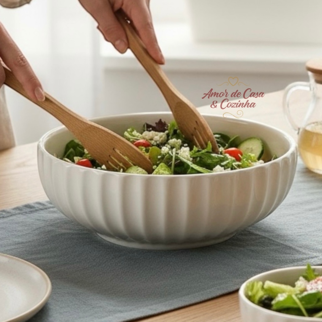 SALADEIRA DE PORCELANA BRANCA GRANFINE 22CM