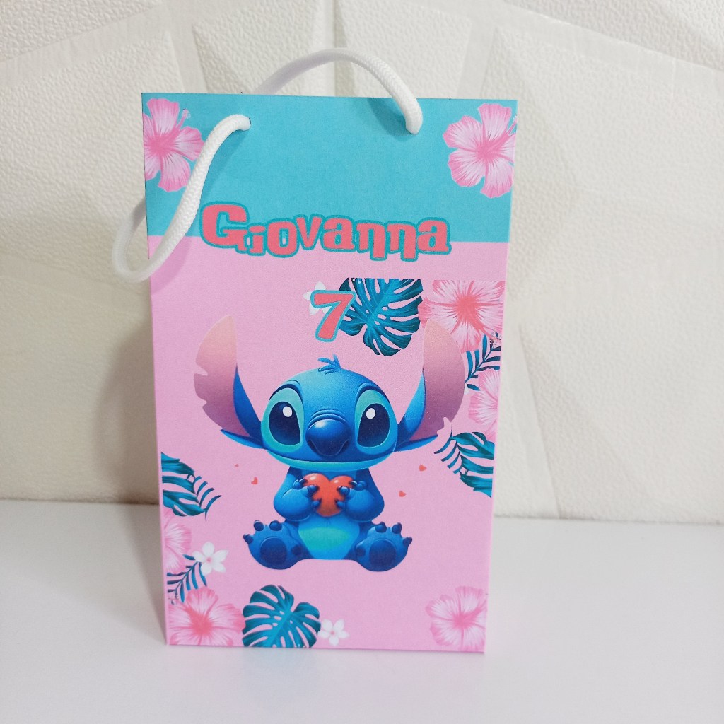 Sacolinha Stitch Tamanho P Personalizadas  Festas PEGUE E MONTE Lembrancinha  /Aniversário