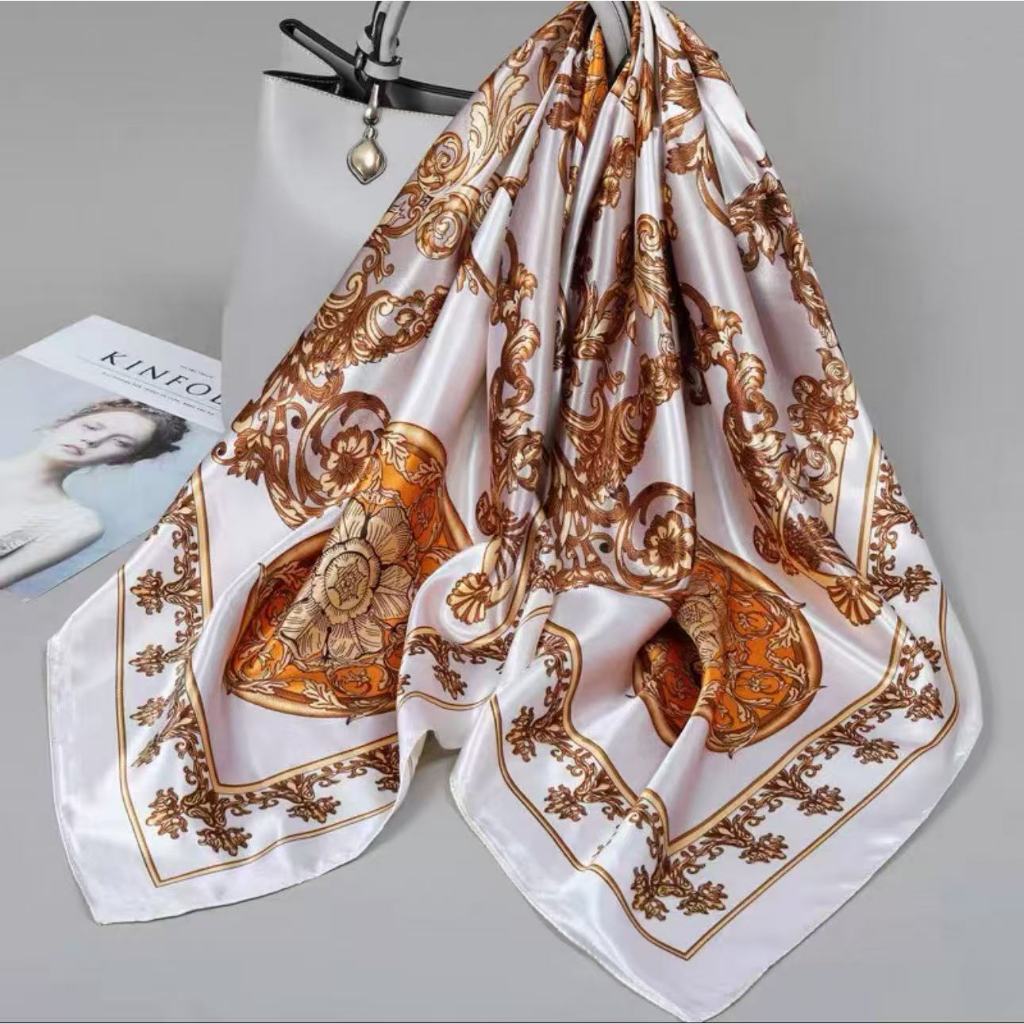 Lenço Feminino 90x90 Estampa Luxo Estilo Americano Vintage Multiuso Cabeça Pescoço Bolsa