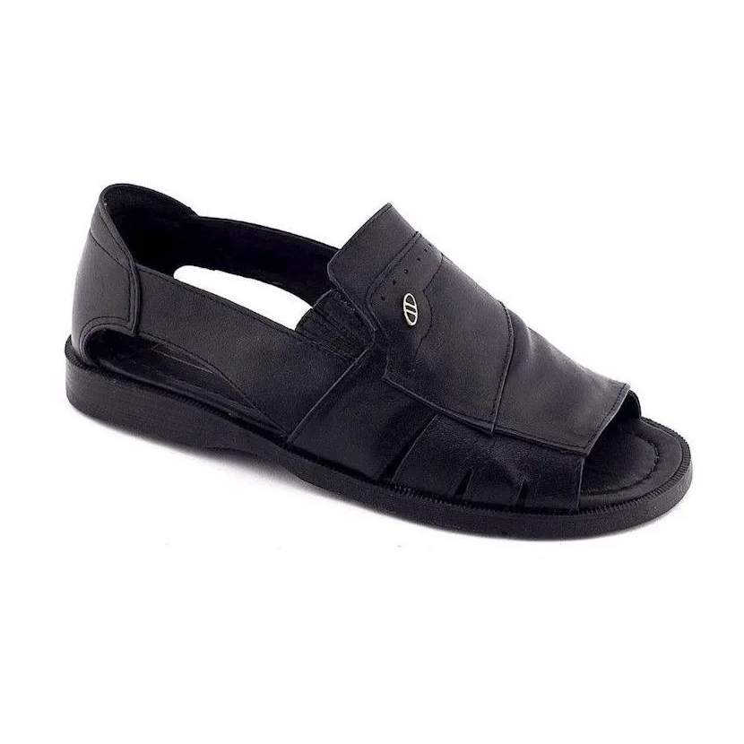 Sandália Masculina Couro LEGITIMO Verão Italianinho 34515 confortavel classica elastico Idoso Vovô