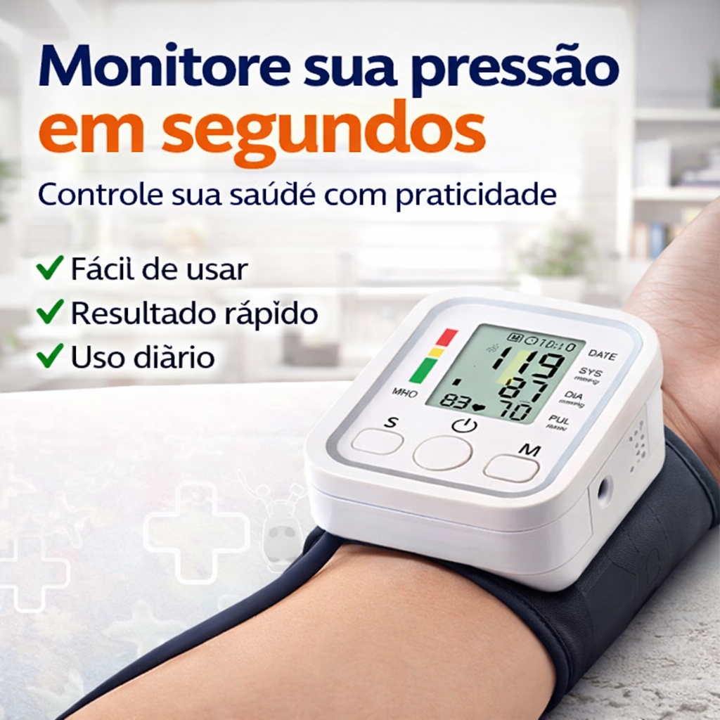 Medidor Pressão Digital de Pulso Voz Monitor Inteligente Aparelho de Pressão Viva - Miniatura 2