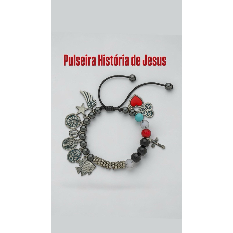 Pulseira História de Jesus com Berloques Proteção Nossa senhora da Graças São José em Oferta na Shopee