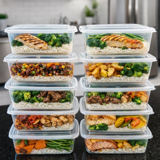 Kit 10 Potes De Plástico 1KG  Marmita Transparente Organizador Freezer Microondas em Oferta na Shopee