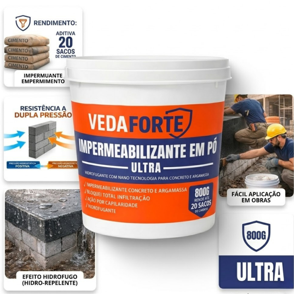 Impermeabilizante Para Reboco Concreto Construção Civil 800g Alta Performance