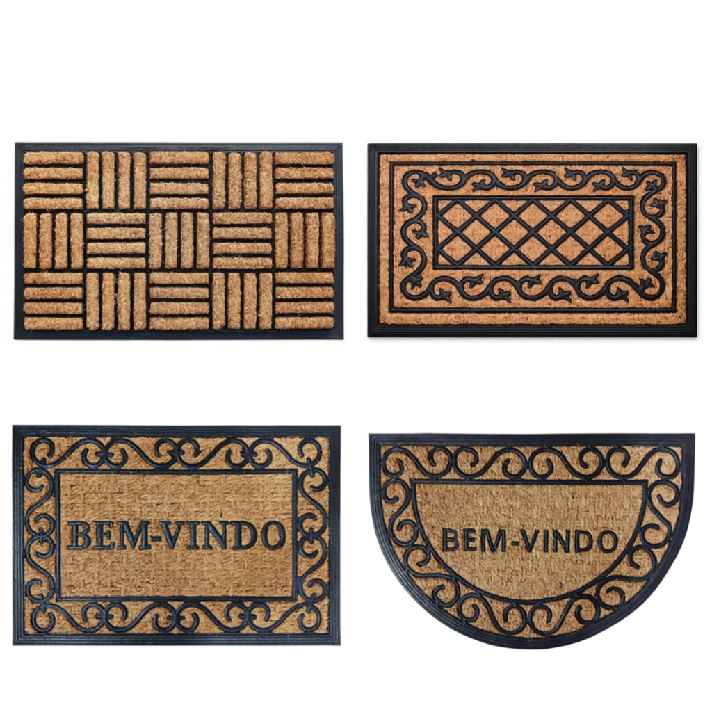 Tapete Capacho Entrada Casa Fibra de Coco Retangular ou Meia Lua 40cm x 60cm em Oferta na Shopee