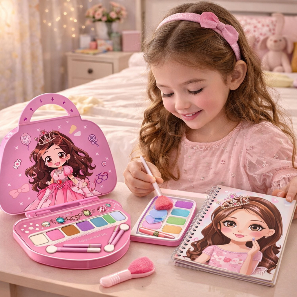 Kit Infantil Maleta Maquiagem Princesa Rosa Brinquedo Criativo Diversao Infantil