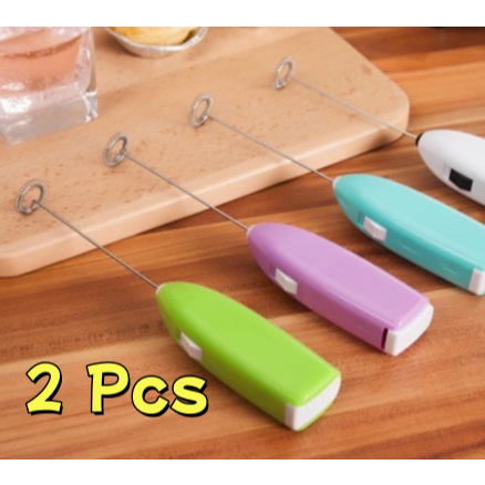 2 Peças Mini Mixer Elétrico Inox Misturador Portatil Batedor Para Cozinha Mexer Claras De Ovos Leite Café