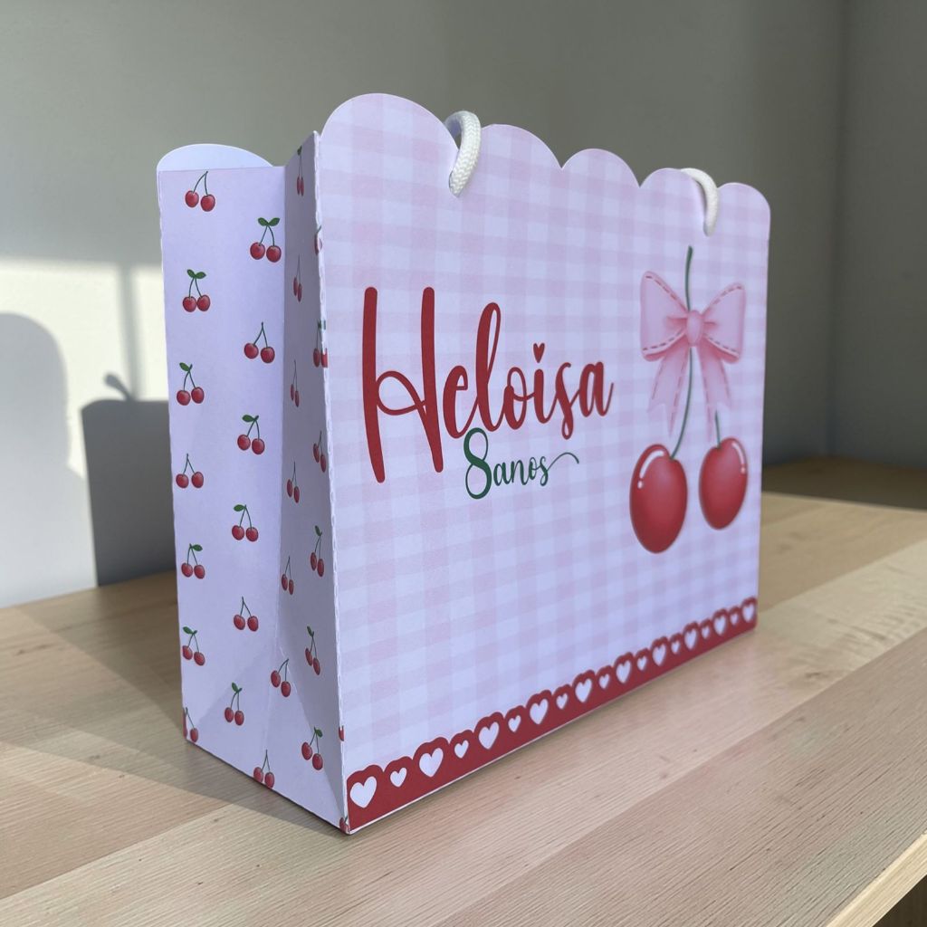 Sacolinha Personalizada Cerejinha| Lembrancinhas|Sacola|Tag| Pegue e monte - Envio Rápido