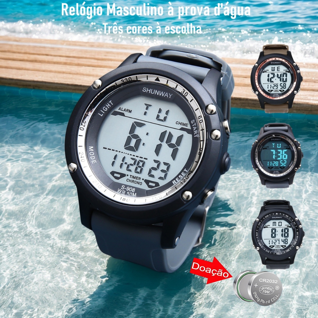 Relogio Digital Masculino À Prova D'Água Com Led Original Esportivo De Pulso Luxo Cronômetro em Oferta na Shopee