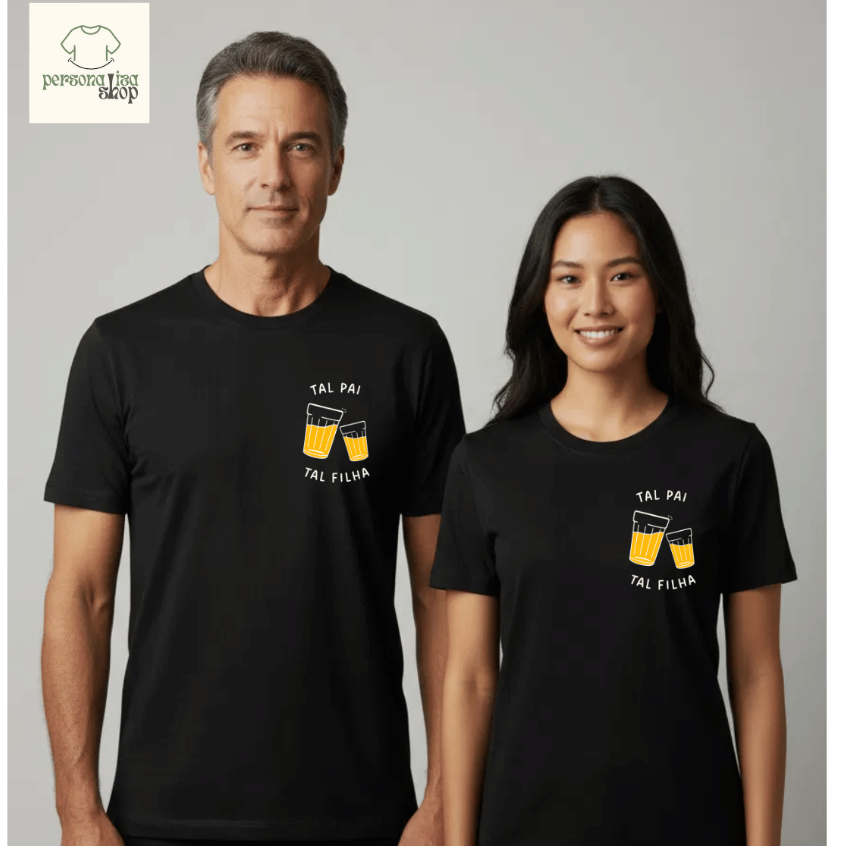 Camisa Camiseta Presente Dia dos Pais Masculina Básica Casual Estampada Algodão PaiFilha UNIDADE