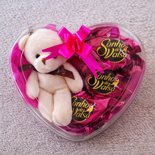 Coração de chocolate com 3 bombom + chaveiro 1 unid para lembrancinhas em Oferta na Shopee