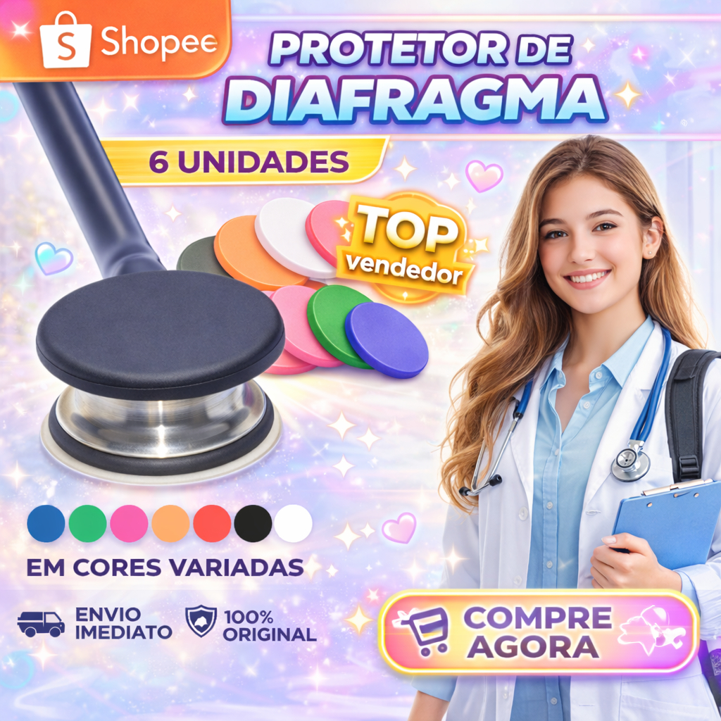 Protetor de diafragma para estetoscópio - 6 UNIDADES - Todos mesma cor ou 3 de cada cor