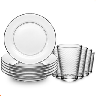 Jogo De Pratos Fundos Aparelho De Jantar Em Vidro 12 Peças em Oferta na Shopee