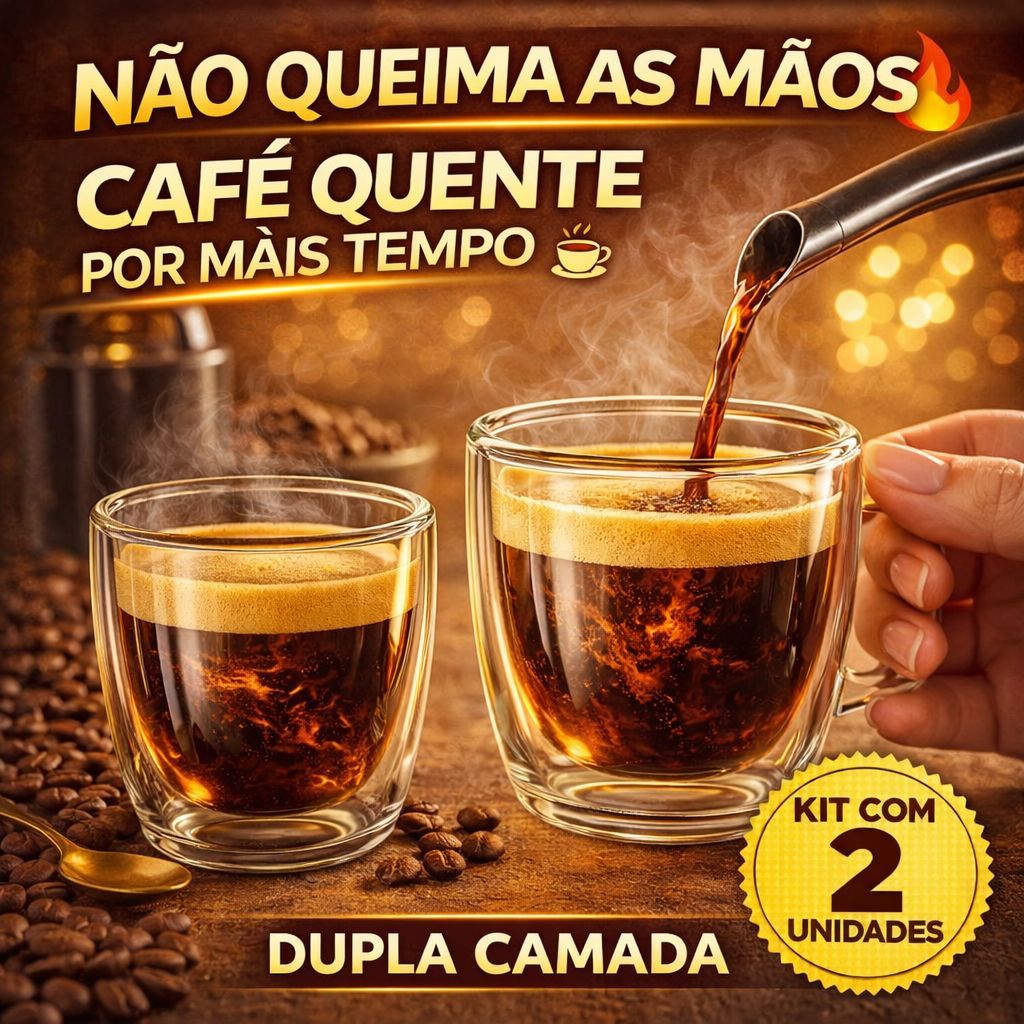 kit 2 copos expresso 90 ml Vidro Dupla camada Não queima as Mãos Mantém café Quente Elegante Premium em Oferta na Shopee