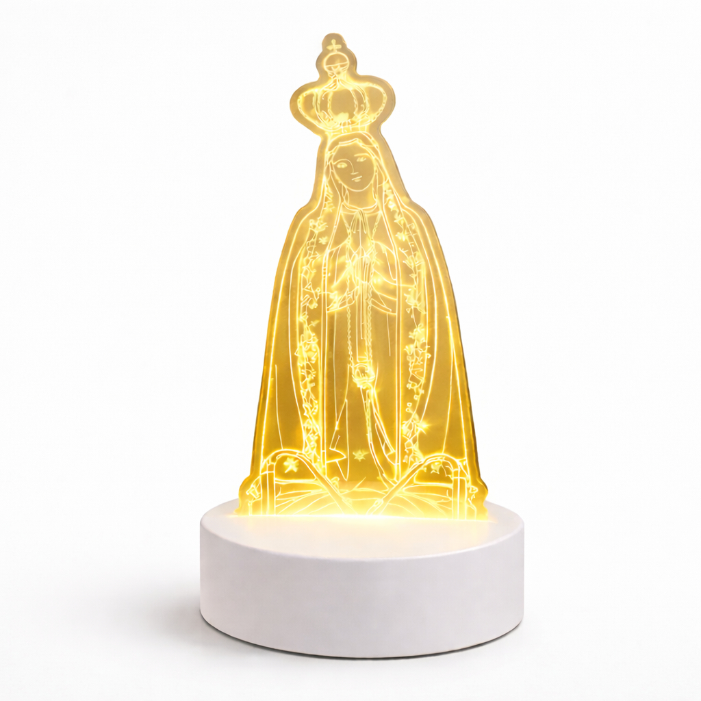 Luminária de Mesa 3D Nossa Senhora de Fátima Cor Ajustável Bivolt