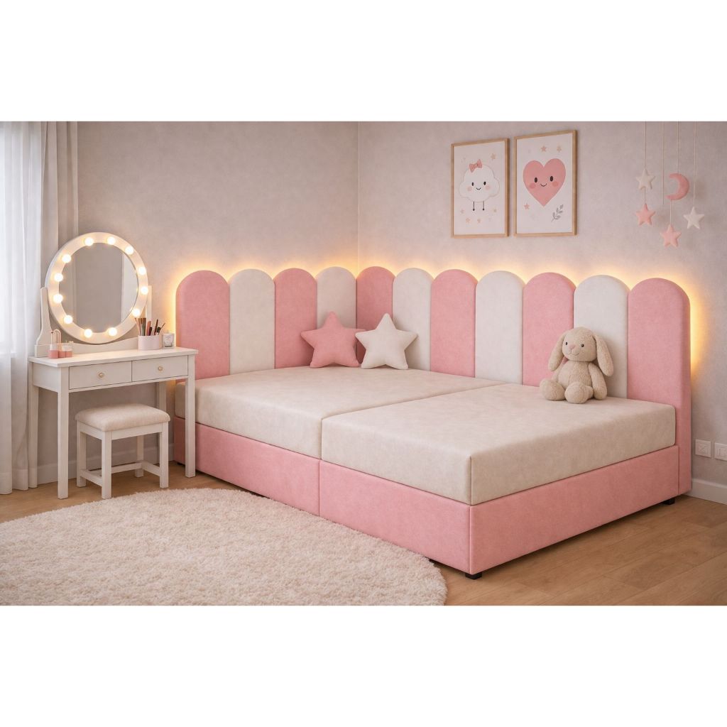 Cabeceira Nuvem Estofada Kit Infantil Com 15 Placas MDF 45x20 Autocolante Fácil Instalação